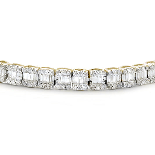 Muse Jewelry 2.16ct G SI 14K Yellow Gold Round & Baguette Diamond Bracelet 8"