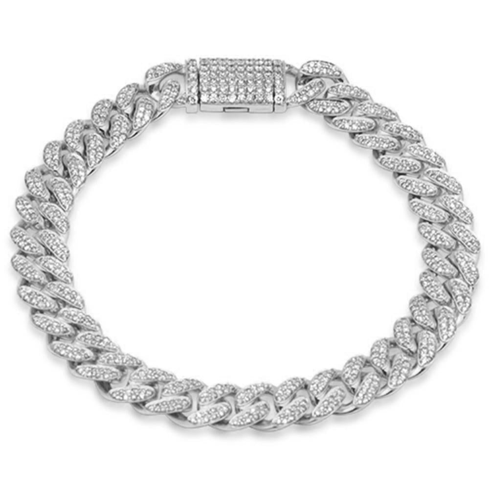 Muse Jewelry 9MM 2.28ct G SI 10K White Gold Diamond Round Cuban Bracelet 8"