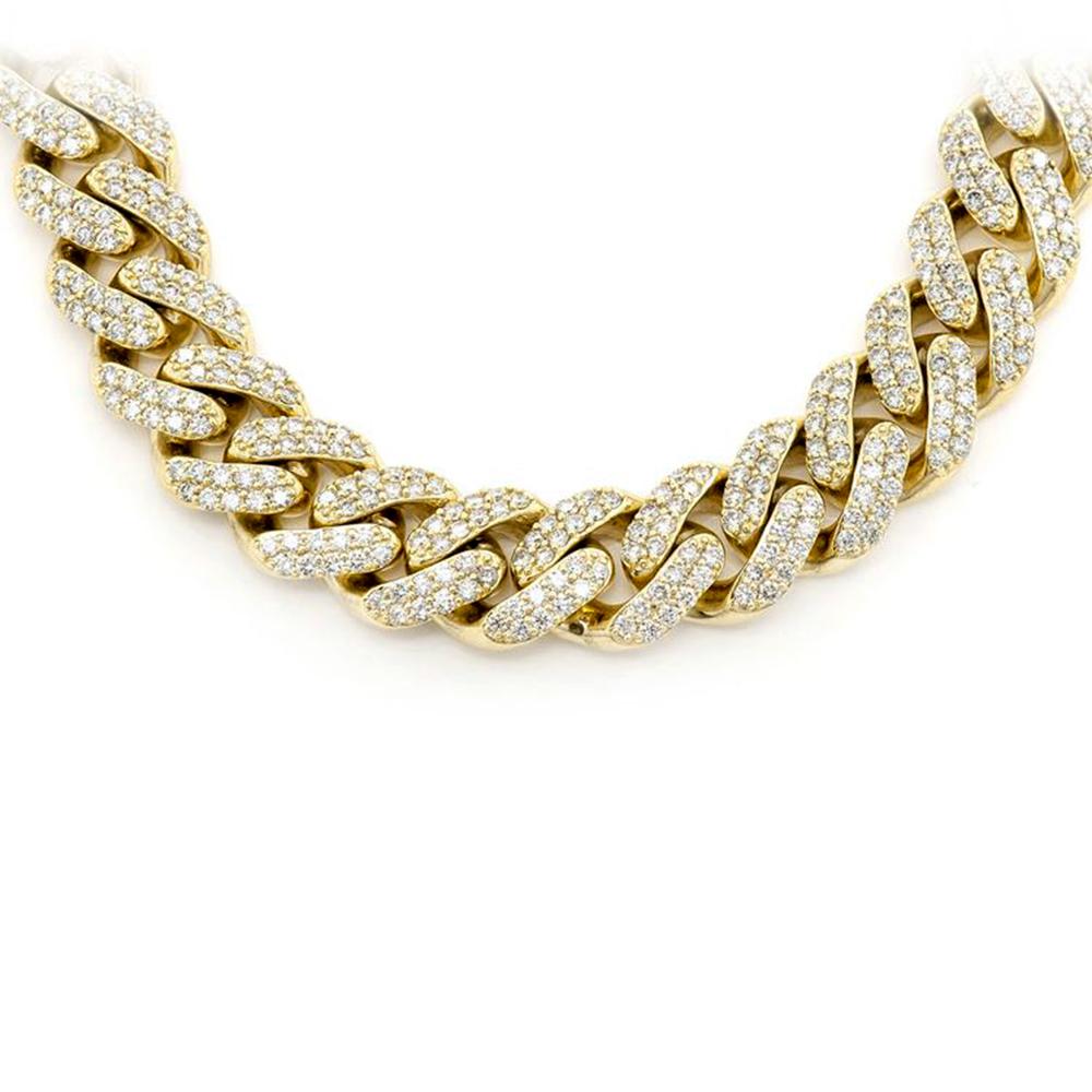 Muse Jewelry 9mm 7.02ct G SI 14K Yellow Gold Diamond Round Cuban Necklace 22"