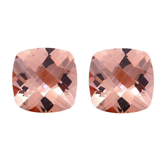 Muse Jewelry 5.20ct 9mm Natural Cushion Cut Morganite Loose Gemstones Pair Great for Earrings