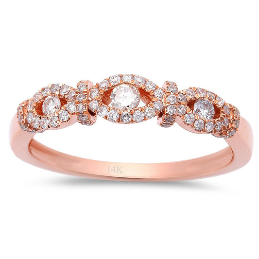 Muse Jewelry .34ct Designer Graduated Diamond Pave Set Modern 14kt Rose Gold Ring Size 6.5