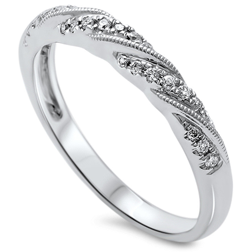 Muse Jewelry .13ct Round Diamond 14kt White Gold Wedding Band Ring size 6.5