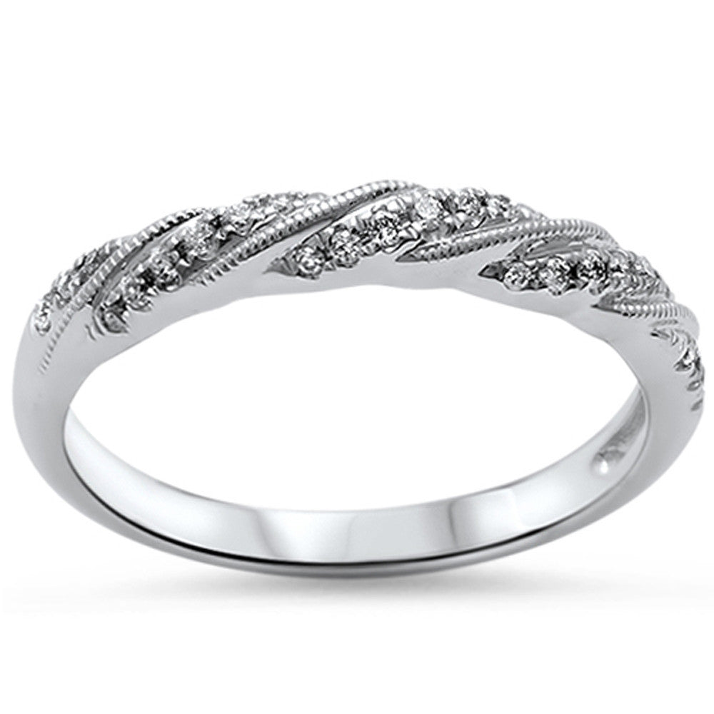 Muse Jewelry .13ct Round Diamond 14kt White Gold Wedding Band Ring size 6.5