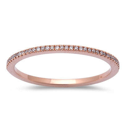 Muse Jewelry .15ct Diamond 14kt Rose Gold Eternity Wedding Band size 6.5