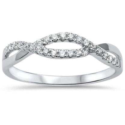 Muse Jewelry .16ct F SI 14kt White Gold Round Diamond Twisted Infinity Anniversary Band