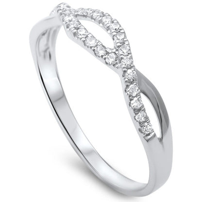 Muse Jewelry .16ct F SI 14kt White Gold Round Diamond Twisted Infinity Anniversary Band