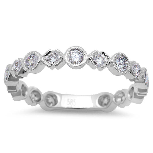 Muse Jewelry .59ct Round Diamond Wedding Anniversary Band 14kt Solid White Gold Size 6.5