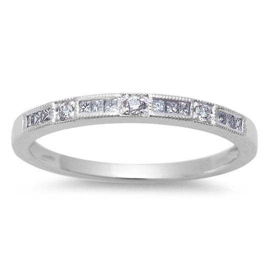 Muse Jewelry .15ct Round Diamond Wedding Anniversary Band 14kt Solid White Gold Size 6.5