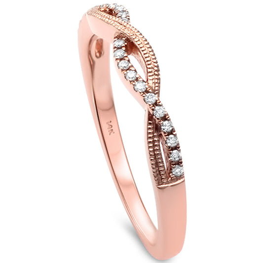 Muse Jewelry .07ct F SI1 14kt Rose Gold Twisted Infinity Anniversary Band Ring Size 6.5