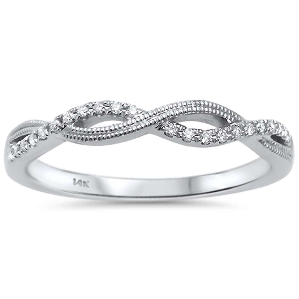 Muse Jewelry .07ct F SI1 14k White Gold Diamond Twisted Prong Anniversary Wedding Band