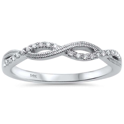 Muse Jewelry .07ct F SI1 14k White Gold Diamond Twisted Prong Anniversary Wedding Band