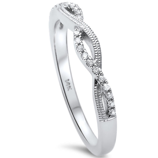 Muse Jewelry .07ct F SI1 14k White Gold Diamond Twisted Prong Anniversary Wedding Band