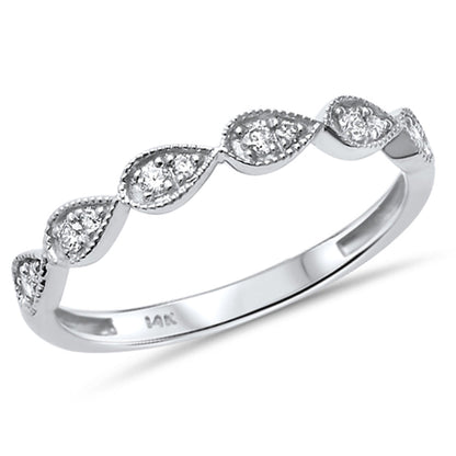 Muse Jewelry .13ct G SI 14kt White Gold Tear Drop Diamond Band Ring Size 6.5