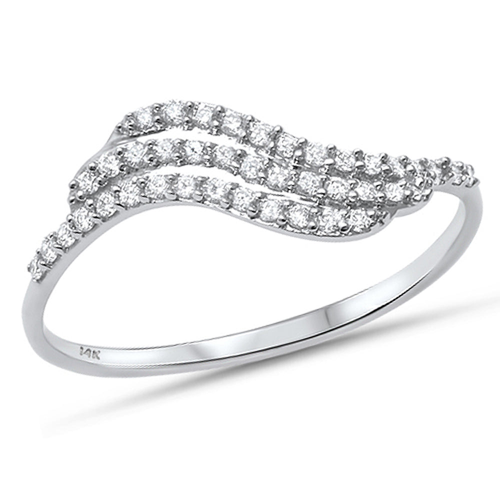 Muse Jewelry .17ct G SI 14kt White Gold Wave Diamond Band Ring Size 6.5