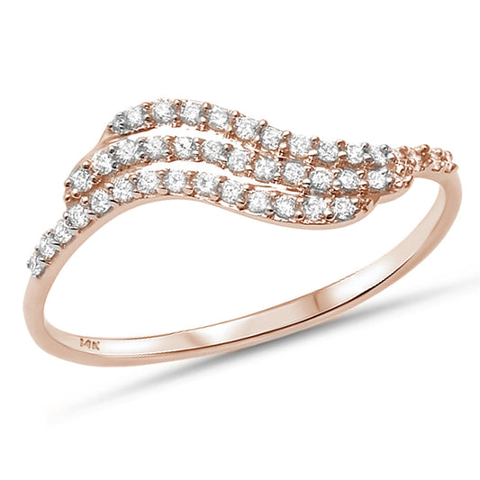 Muse Jewelry .17ct G SI 14kt Rose Gold Wave Diamond Band Ring Size 6.5