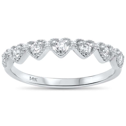 Muse Jewelry .19ct 14kt White Gold Heart Diamond Band Ring Size 6.5