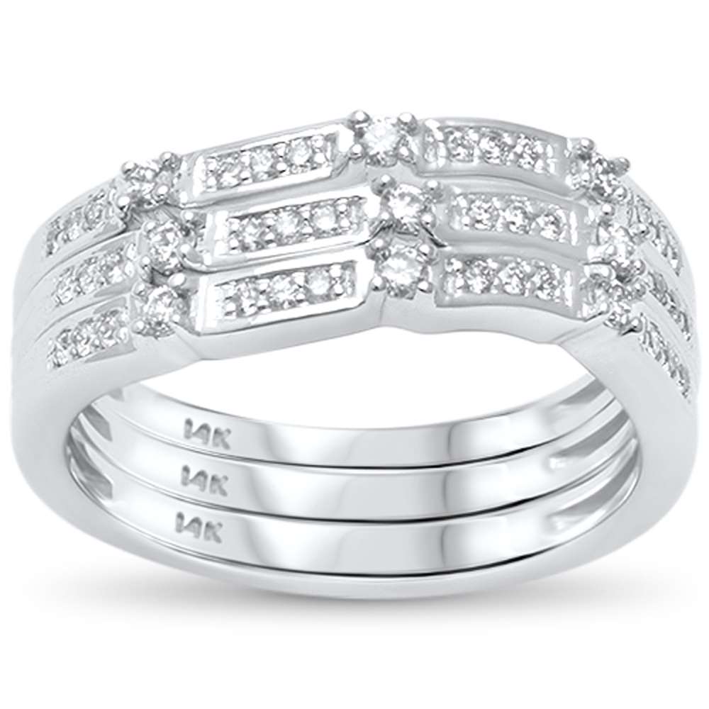 Muse Jewelry .35ct G SI 14kt White Gold Three Band Set Diamond Stackable Rings Size 6.5