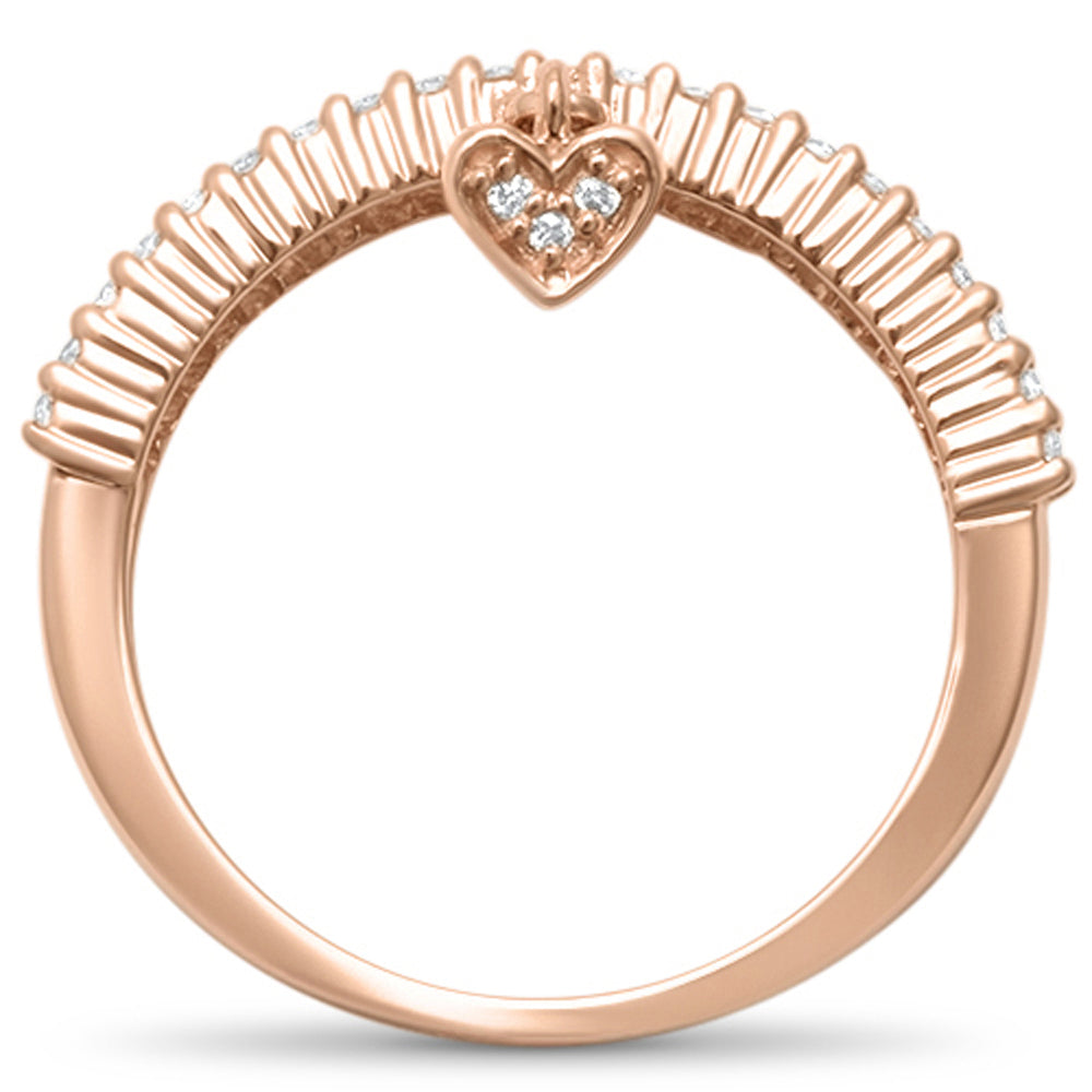 Muse Jewelry .17ct G SI 14kt Rose Gold Heart Dangle Diamond Band Ring Size 6.5