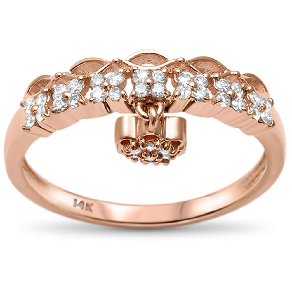 Muse Jewelry .21ct G SI 14kt Rose Gold Heart Dangle Diamond Band Ring Size 6.5