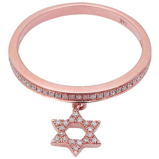 Muse Jewelry .17ct Diamond Star of David Dangle 14kt Rose Gold Ring Size 6.5