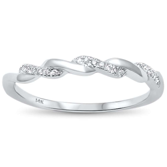 Muse Jewelry .06ct 14kt White Gold Twisted Band Diamond Ring Size 6.5