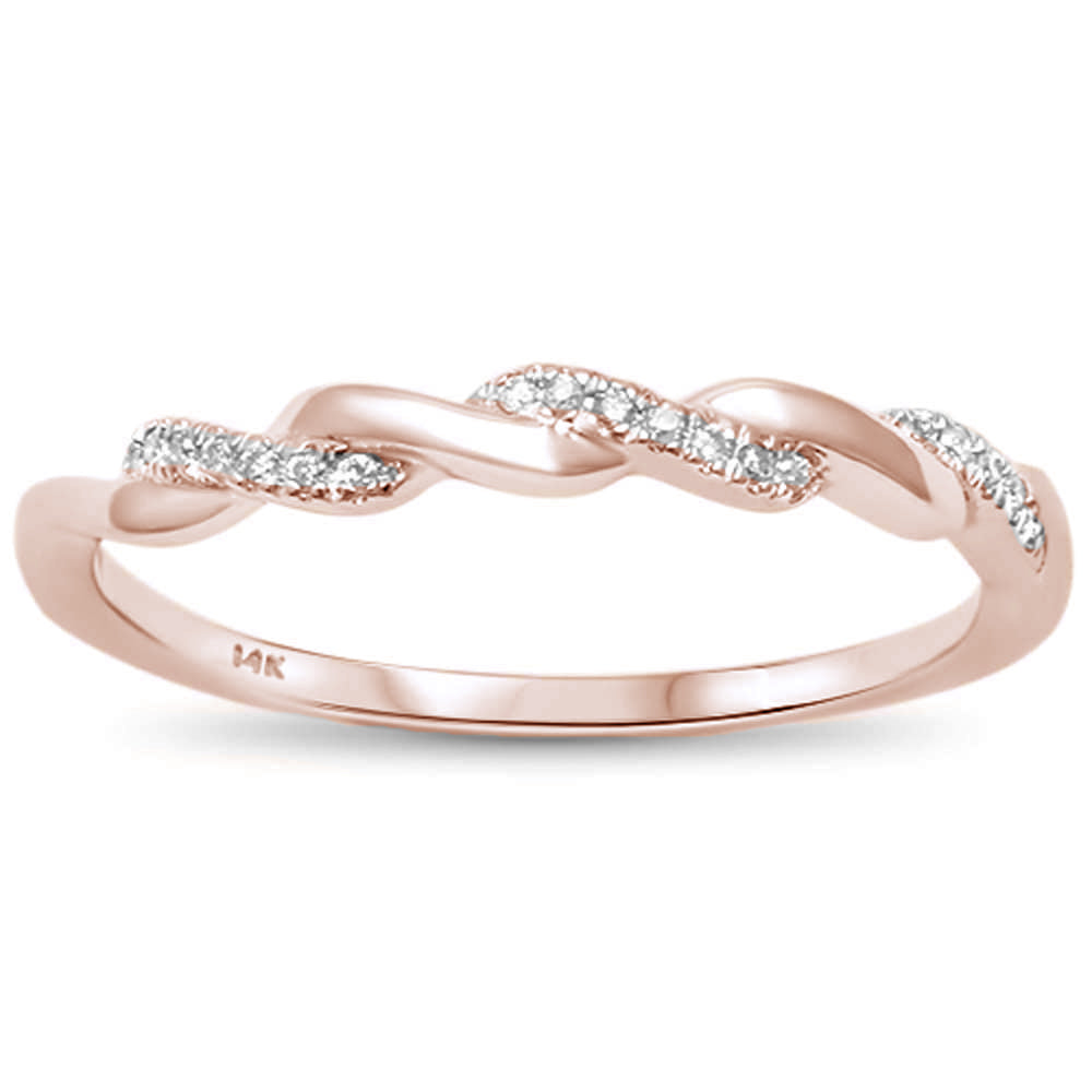 Muse Jewelry .06ct 14kt Rose Gold Twisted Band Diamond Ring Size 6.5