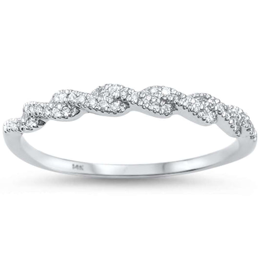 Muse Jewelry .11ct 14kt White Gold Twisted Band Diamond Wedding Ring Size 6.5