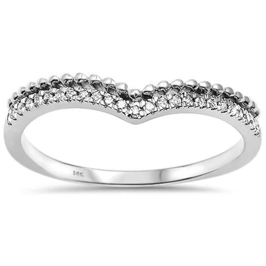 Muse Jewelry .07ct 14k White Gold Diamond Chevron Band Ring Size 6.5