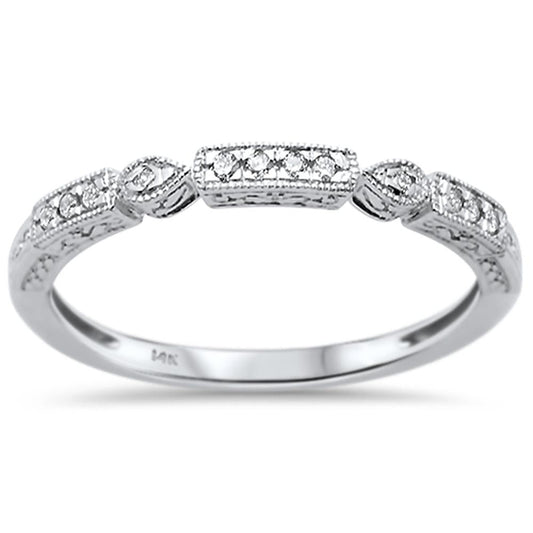 Muse Jewelry .08ct 14k White Gold Diamond Anniversary Wedding Stackable Band Size 6.5