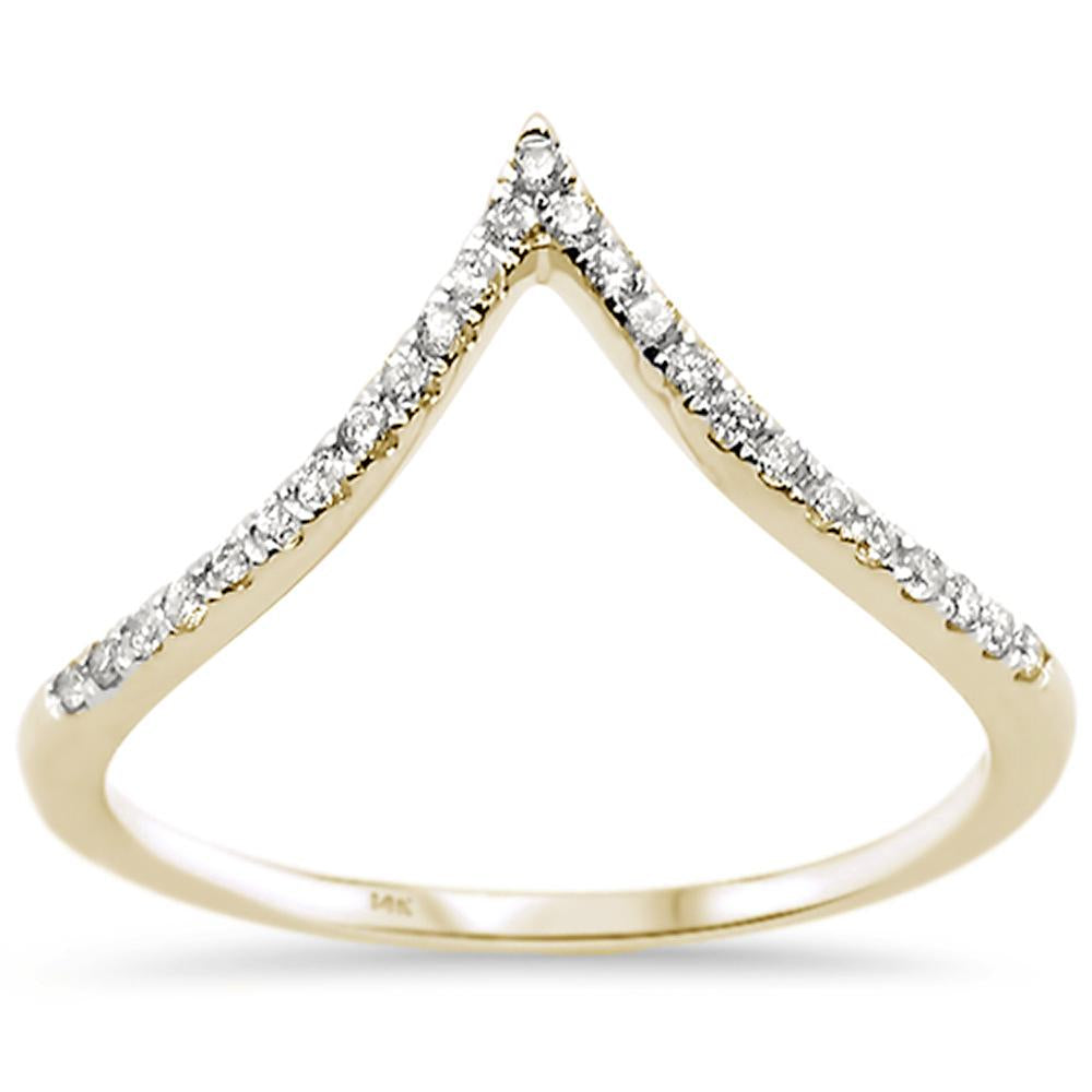 Muse Jewelry .14ct 14k Yellow Gold Diamond Chevron V Shape Trendy Midi Ring Size 6.5