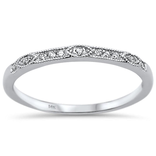 Muse Jewelry .07ct 14k White Gold Diamond Anniversary Wedding Stackable Band Size 6.5