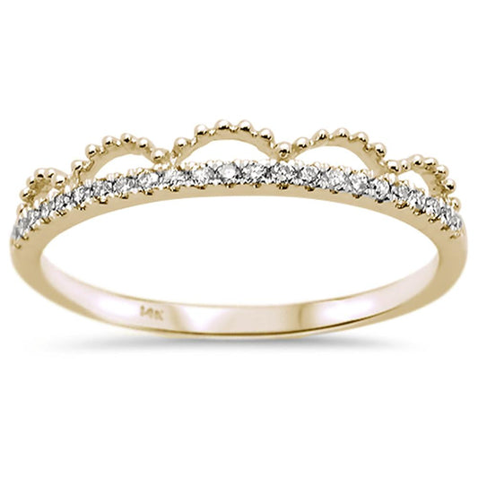 Muse Jewelry .10ct 14k Yellow Gold Diamond Trendy Crown Stackable Band Size 6.5