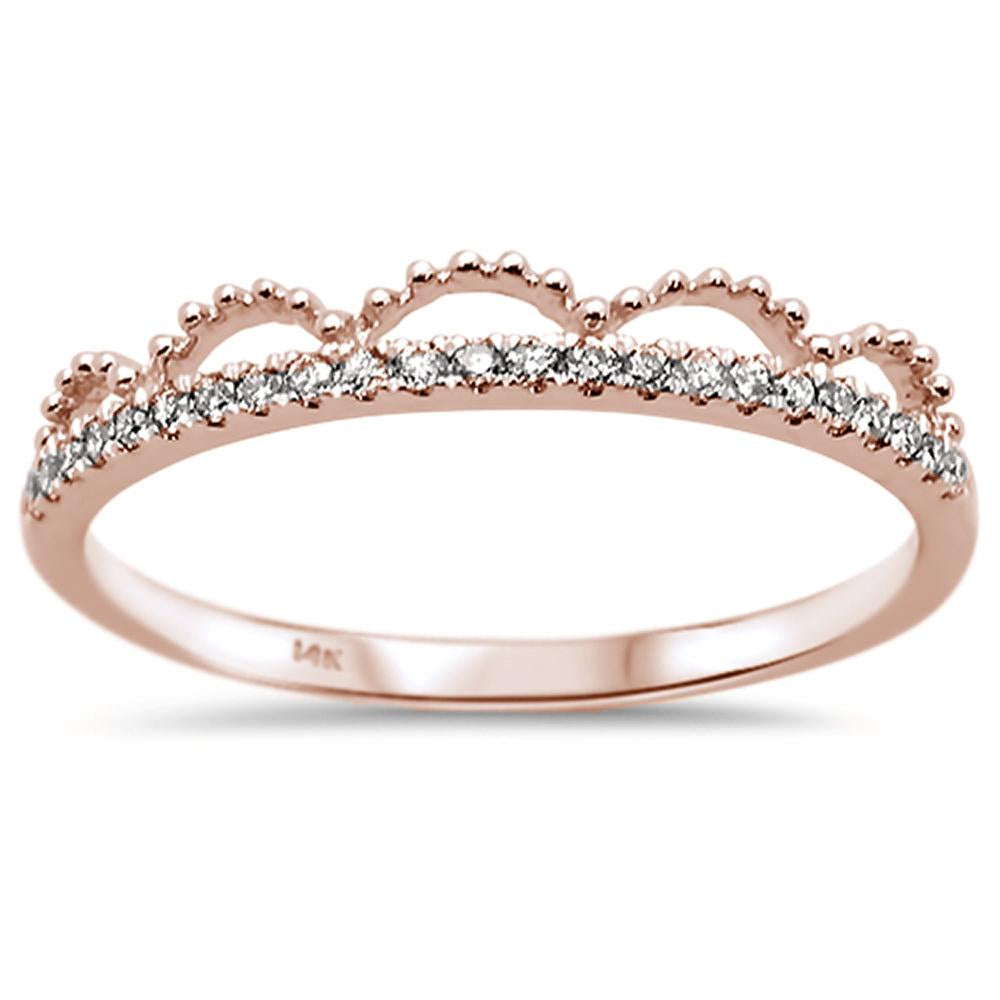 Muse Jewelry .10ct 14k Rose Gold Diamond Trendy Crown Stackable Band Size 6.5