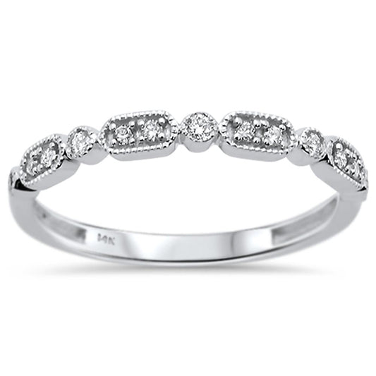 Muse Jewelry .11ct 14k White Gold Diamond Anniversary Wedding Stackable Band Size 6.5