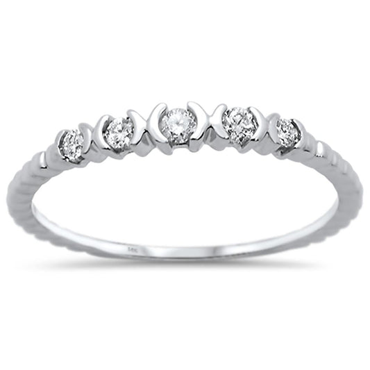 Muse Jewelry .13ct 14K White Gold Diamond Anniversary Wedding Stackable Band Size 6.5