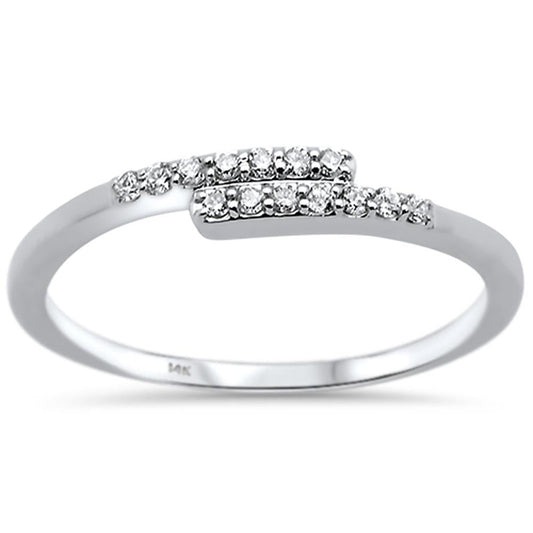 Muse Jewelry .11ct 14k White Gold Diamond Trendy Open Ring Band Size 6.5