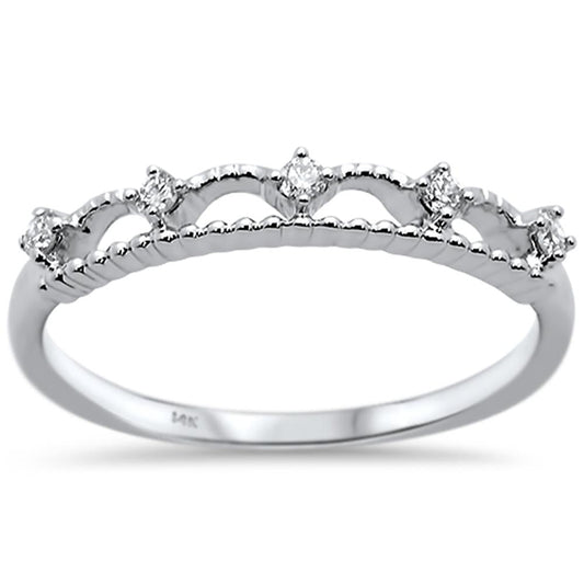 Muse Jewelry .10ct 14k White Gold Diamond Anniversary Wedding Stackable Band Size 6.5