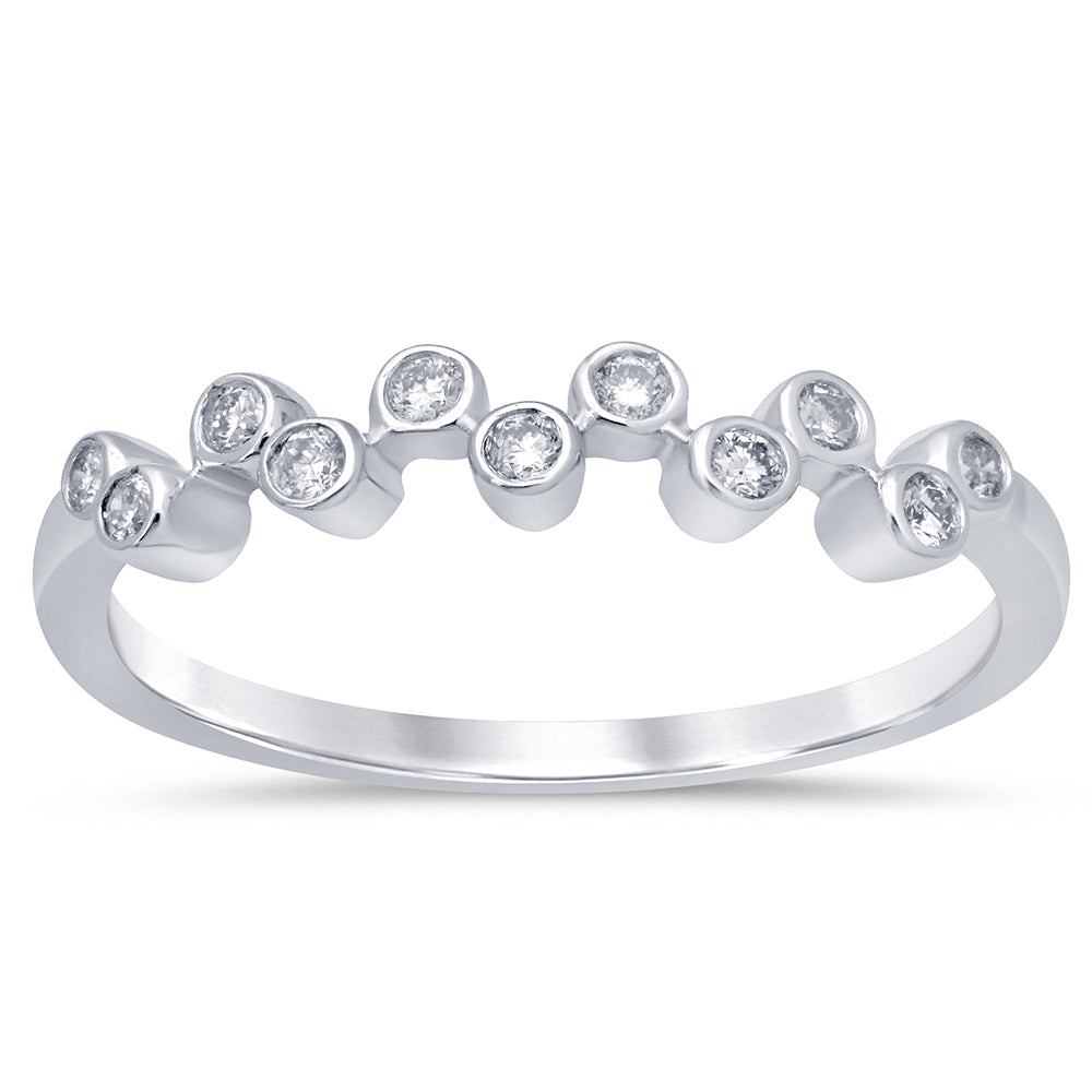 Muse Jewelry .15ct 14k White Gold Diamond Anniversary Wedding Stackable Band Size 6.5