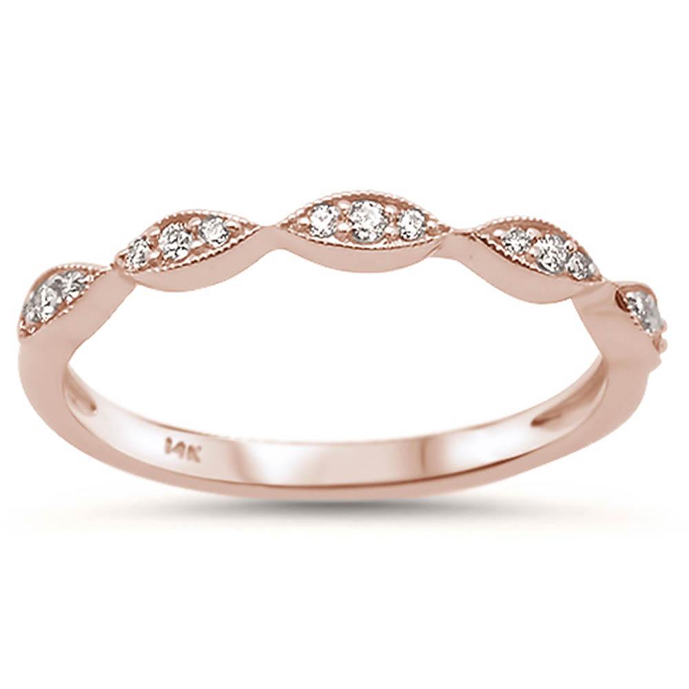 Muse Jewelry .10ct 14k Rose Gold Stackable Wedding Anniversary Diamond Rinze 6.5