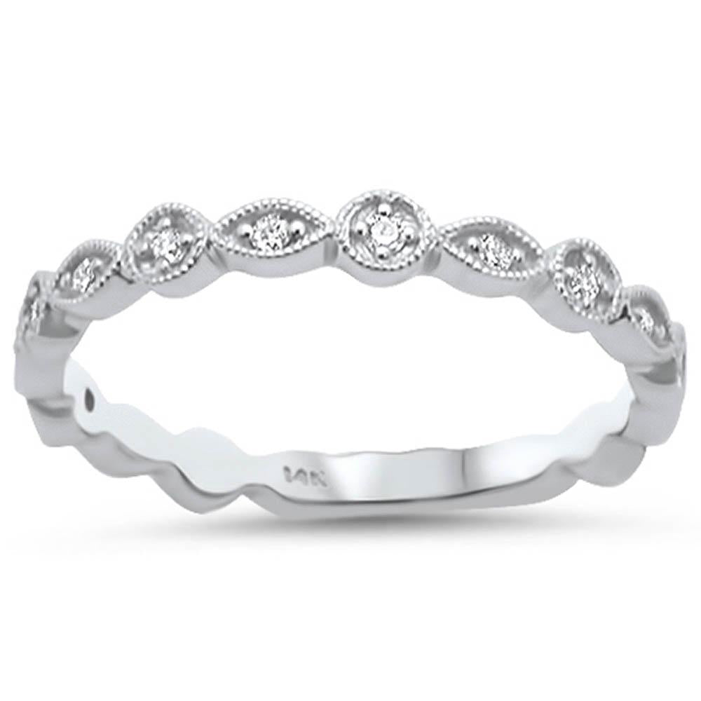 Muse Jewelry .11ct 14k White Gold Stackable Wedding Anniversary Diamond Rinze 6.5