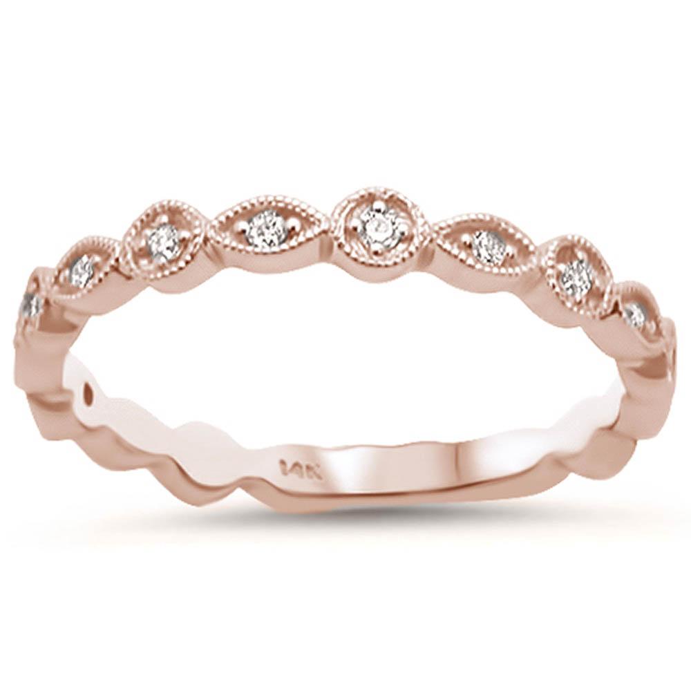 Muse Jewelry .11ct 14k Rose Gold Stackable Wedding Anniversary Diamond Rinze 6.5