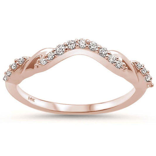 Muse Jewelry .15ct 14k Rose Gold Stackable Wedding Anniversary Curved Diamond Band