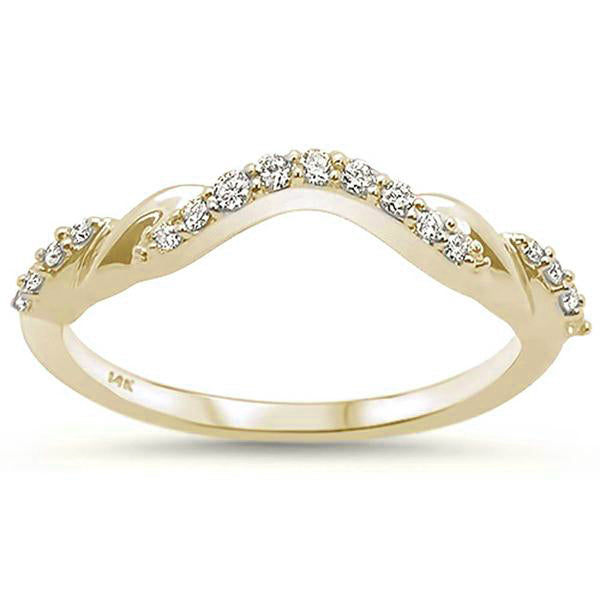 Muse Jewelry .15ct 14k Yellow Gold Stackable Wedding Anniversary Curved Diamond Band Size 6.5