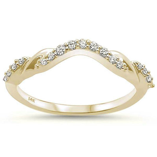 Muse Jewelry .15ct 14k Yellow Gold Stackable Wedding Anniversary Curved Diamond Band Size 6.5