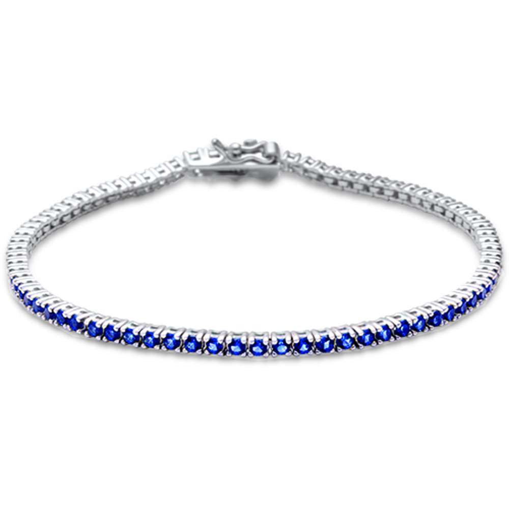 Muse Jewelry 1.40ct G SI 14K White Gold Natural Blue Sapphire Tennis Bracelet 7"