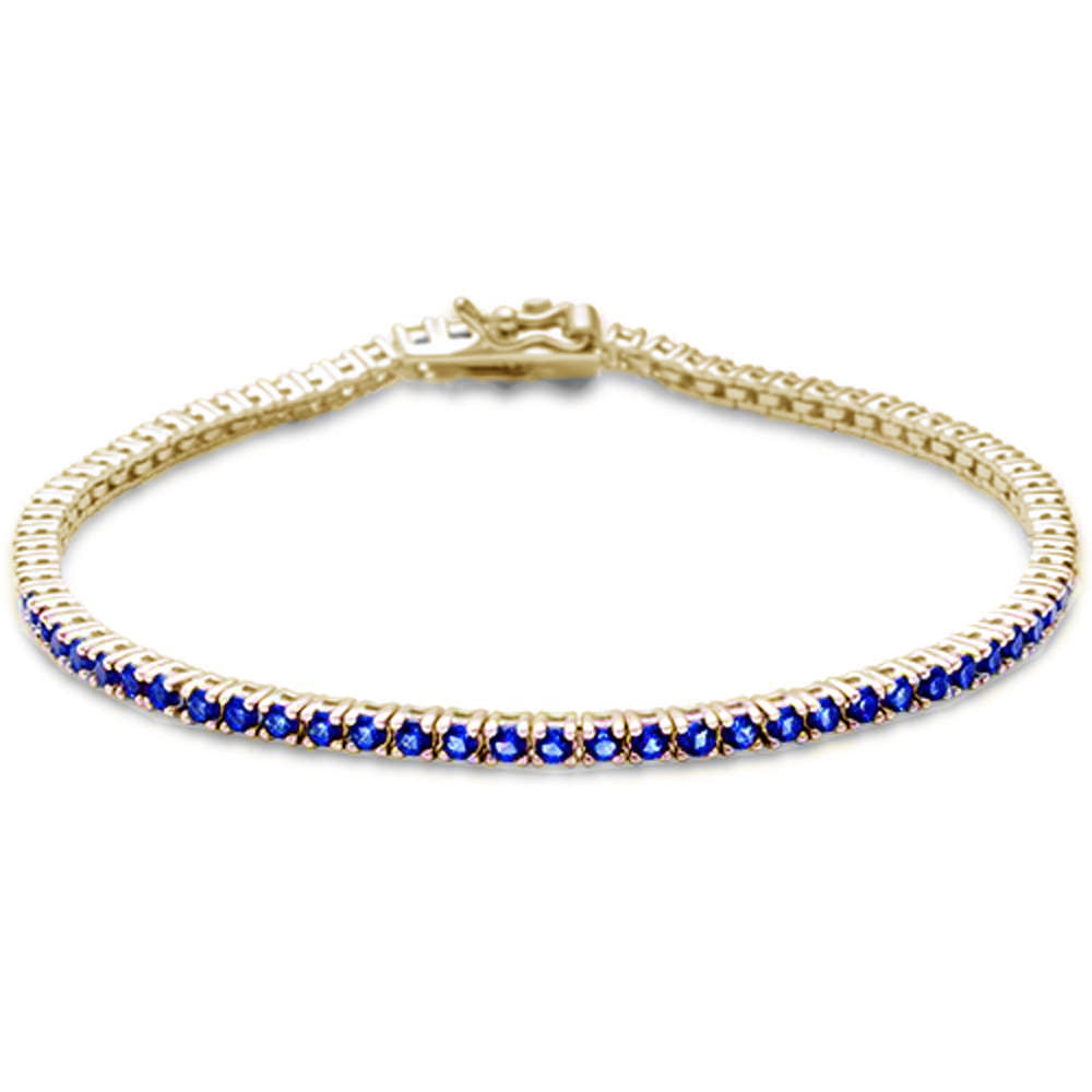 Muse Jewelry 1.58ct 14K Yellow Gold Natural Blue Sapphire Tennis Bracelet 7"