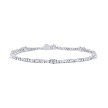 Muse Jewelry 2.13ct G SI 14K White Gold Diamond & Emerald Cut Tennis Bracelet 7" Long