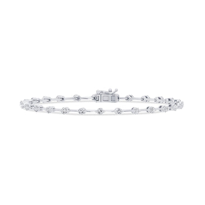 Muse Jewelry 1.15ct G SI 14K White Gold Diamond Link Bracelet 7" Long