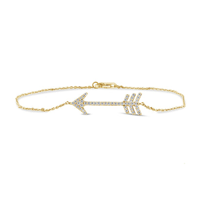 Muse Jewelry .20ct G SI 14K Yellow Gold Diamond Arrow Style Bracelet 7.5" Long