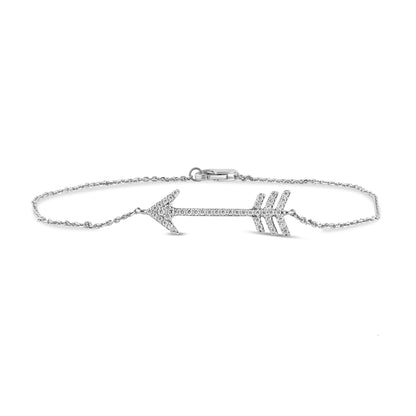 Muse Jewelry .21ct G SI 14K White Gold Diamond Arrow Style Bracelet 7.5" Long